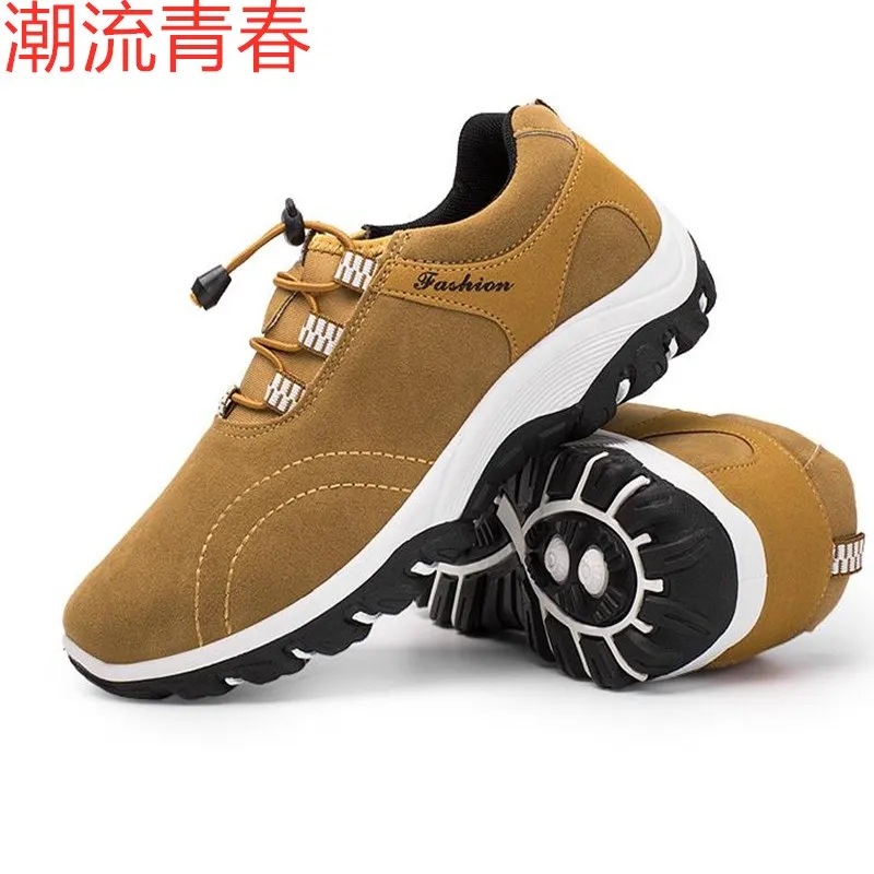 Мужская дышащая кожаная Нескользящая городская обувь Уличная для отдыха с