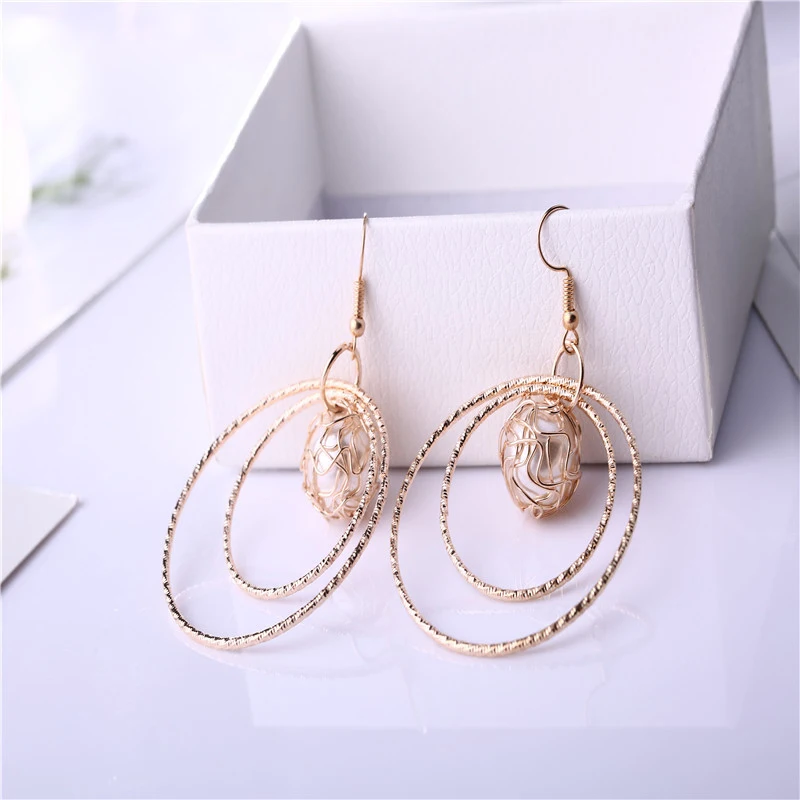 Южнокорейские Новые многослойные круглый жемчужные серьги элегантные женские