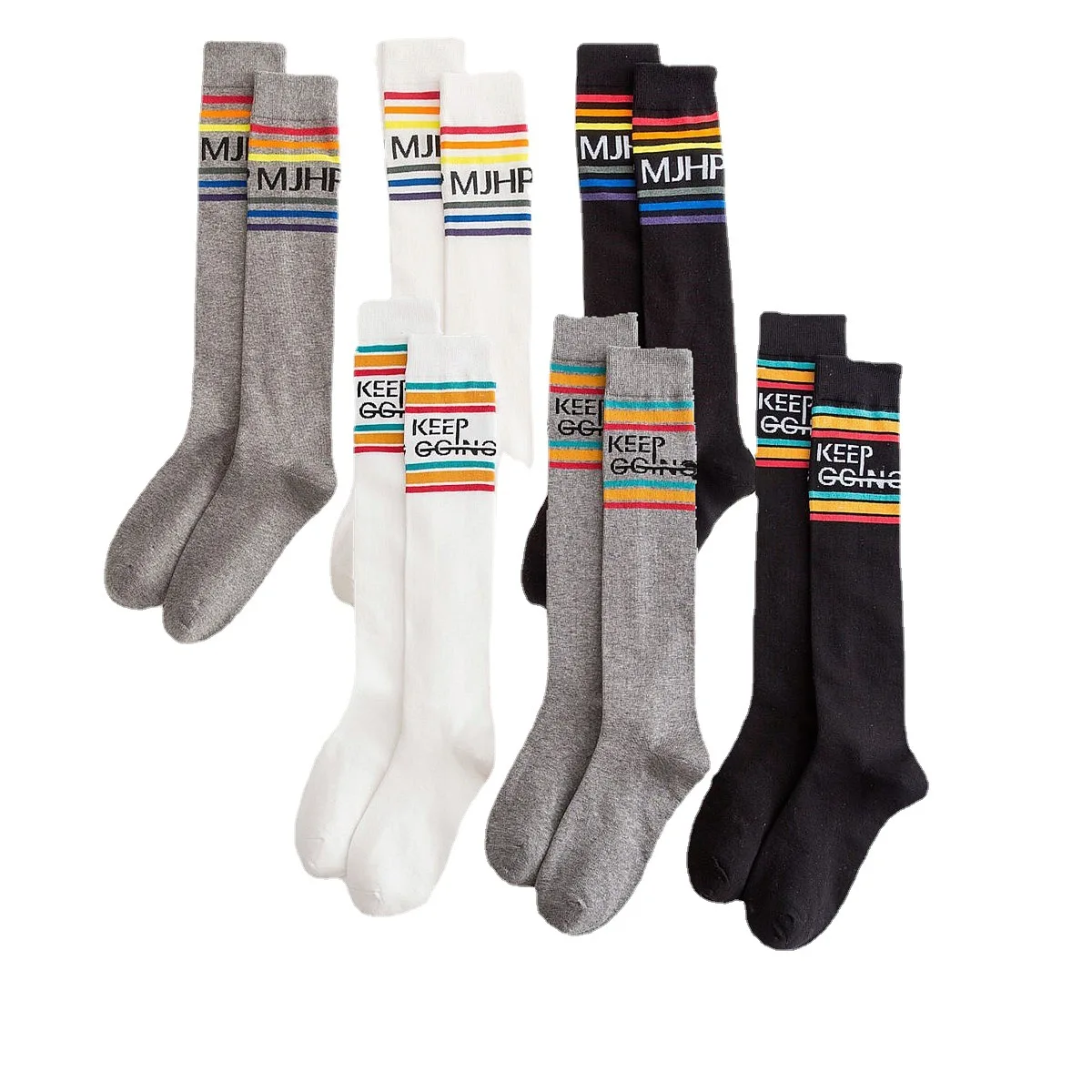 Носки женские длинные разноцветные в полоску из хлопка для скейтборда|Чулки| |