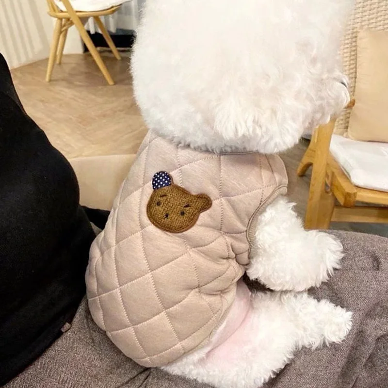

Autumn and winters clothing thickened warm travel pet vest cute bear pattern clothes fashion casual small dogs clothes 2021 NEW