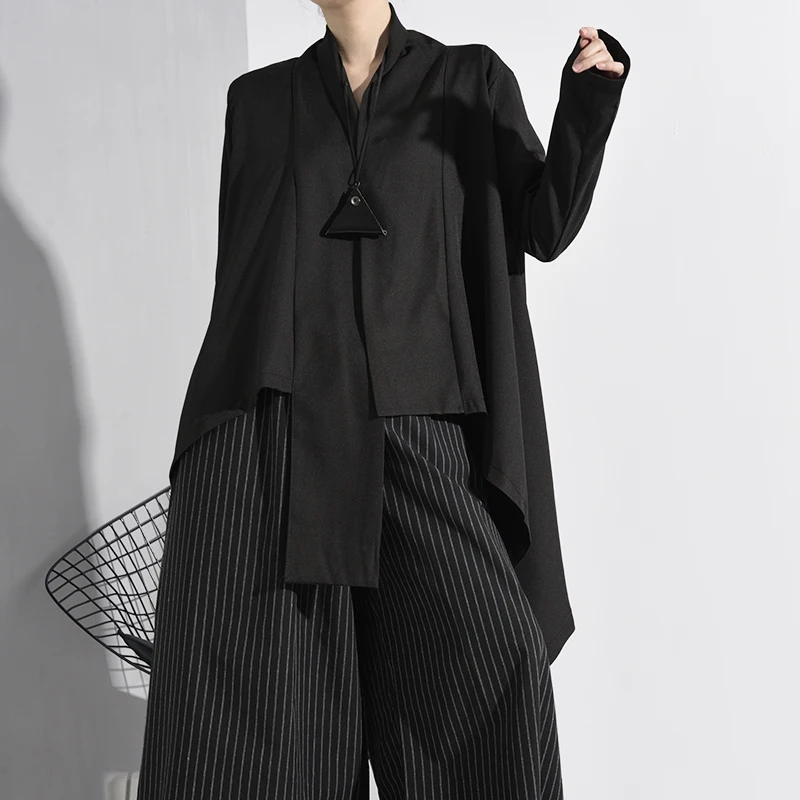 Тренчкот LANMREM женский однотонный асимметричный свободная однобортная ветровка с