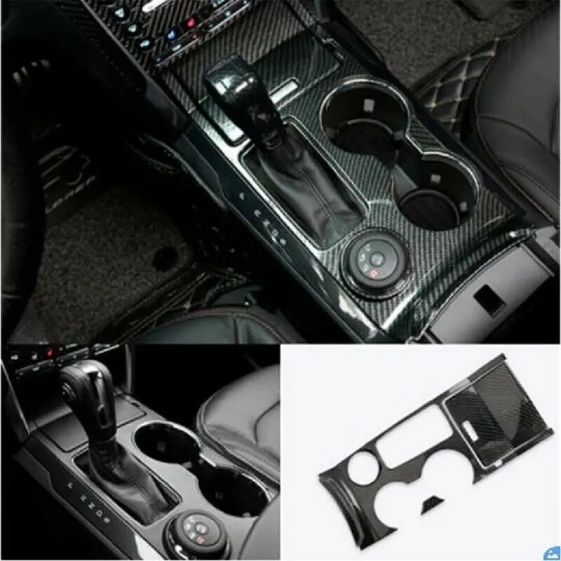 Carbon Fiber Water Cup Holder Panel Cover Trim Fit For Ford Explorer 2013-2018