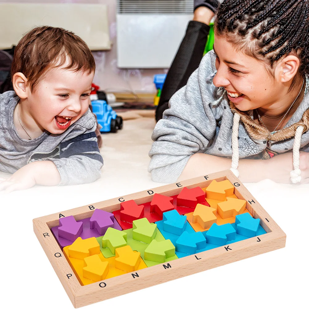 

Kids Wooden Arrow Building Blocks Puzzle Geometric Shapes Puzzle Sorting Math Bricks Preschool Learning Educational Jigsaw Toy