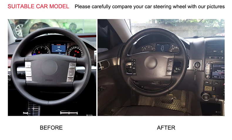 Черный чехол рулевого колеса автомобиля из искусственной кожи для Volkswagen VW Phaeton 2004-2010