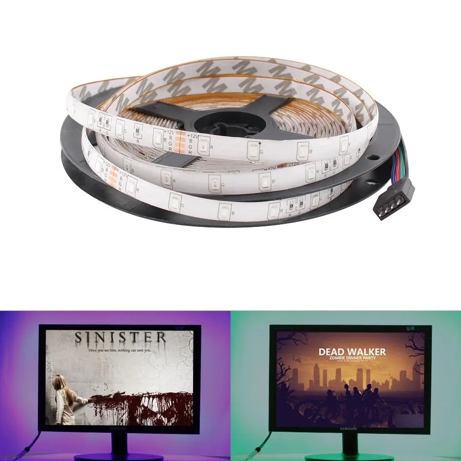 12В 24В RGB LED PC светодиодная лента лампа без водонепроницаемого SMD 5050 60leds/m 5 м 12 вольт