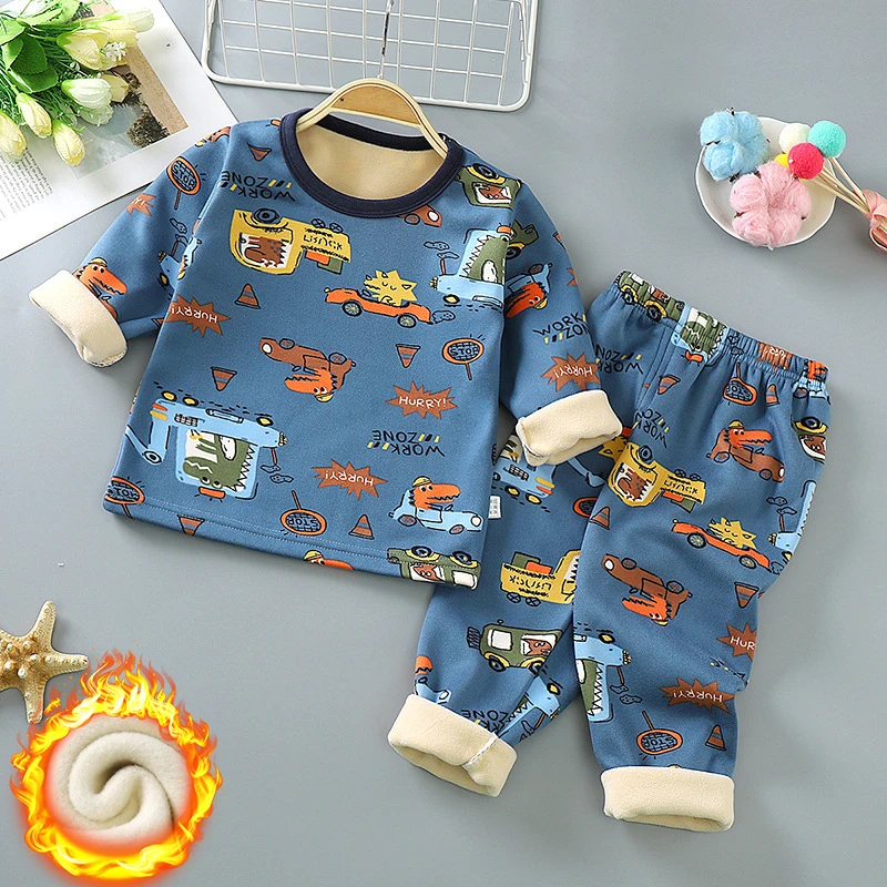  Комплект термобелья для детей От 2 до 8 лет г., детский утепленный бархатный костюм с длинными рукавами для девочек пуловер для мальчико…