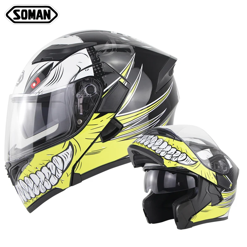 SOMAN Flip Up Visor Helmets Custom Dot Helmet Modular Motorcycle Full Face Men Cool Racing Moto Capacete Casco | Автомобили и