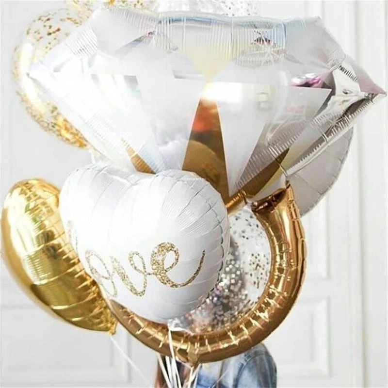 

1set 18inch Round White Gold Glitter Print Mr&Mrs LOVE Foil Balloons Bride To Be Marriage Wedding Valentine's Day Air Globos