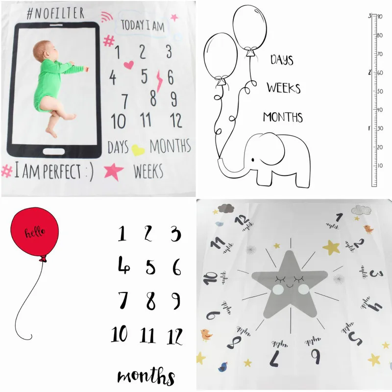 Детское Одеяло пеленка для новорожденных коляска с цифрами тканевый ежемесячный