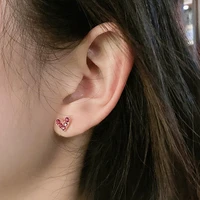 cute heart shape zircon stud earrings for women super fine earrings party jewelry fashion accessories xmas gifts