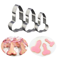 kitchen baking decoration tools waffles 3 pcs stainless dick penis cookie cutter ice mold baking biscuit fondant cake mould diy