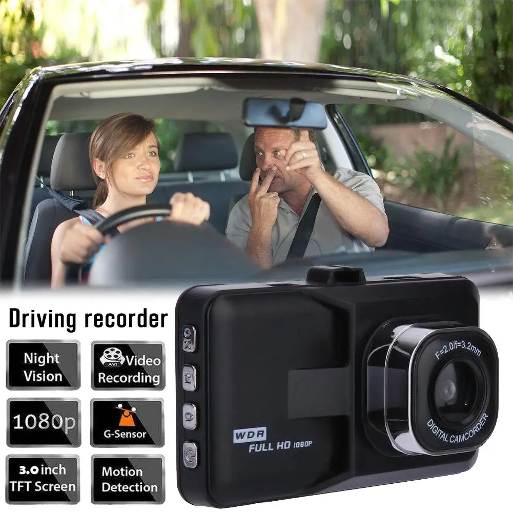 Автомобильный видеорегистратор 3-дюймовый Full HD 1080P регистратор с камерой