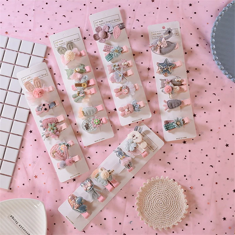 6 шт./компл. новые зимние тканевые детские заколки для волос милые Мультяшные