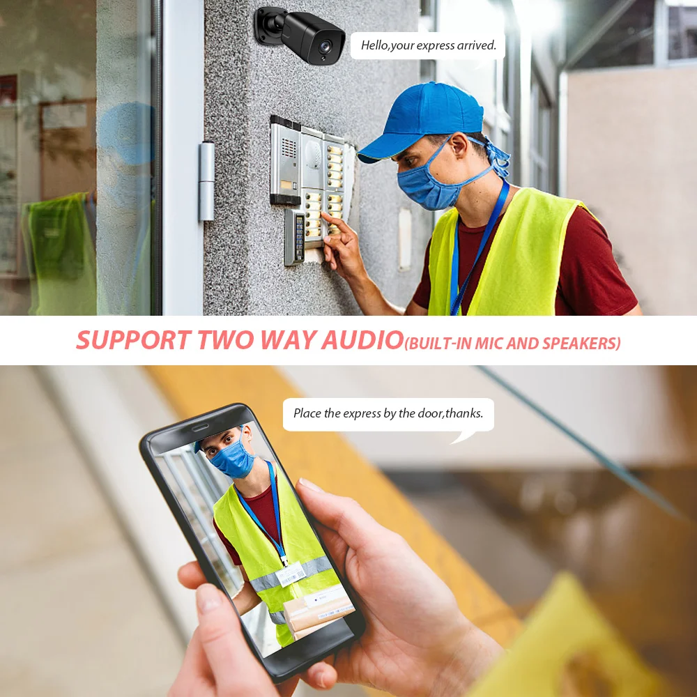 Купить 8MP 4K IP камера наружная Водонепроницаемая H.265 Пуля CCTV двухсторонняя аудио TF слот для карты 4MP POE камера видеонаблюдения