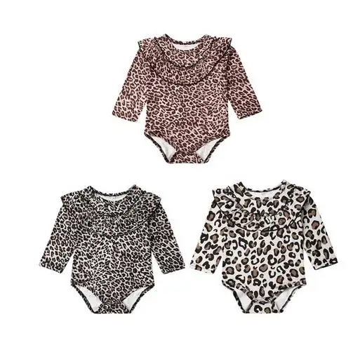 Детский леопардовый комбинезон с оборками на возраст 0 24 месяца|Боди для малышек|