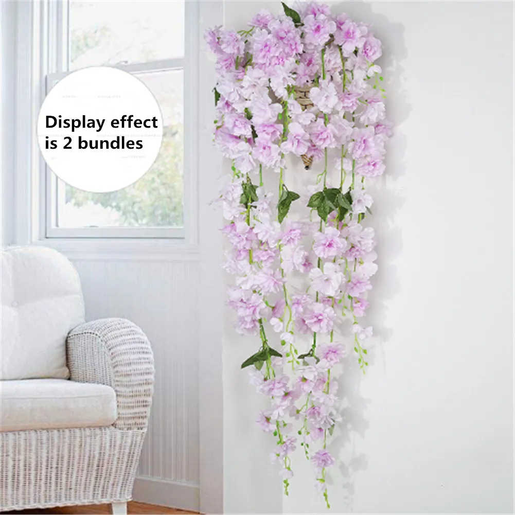 

Wisteria Vine Artificial Fake Flowers Vine Garland Arch Wedding Simulation Cherry Tree Hanging Decor Vine Flower Garden Decor