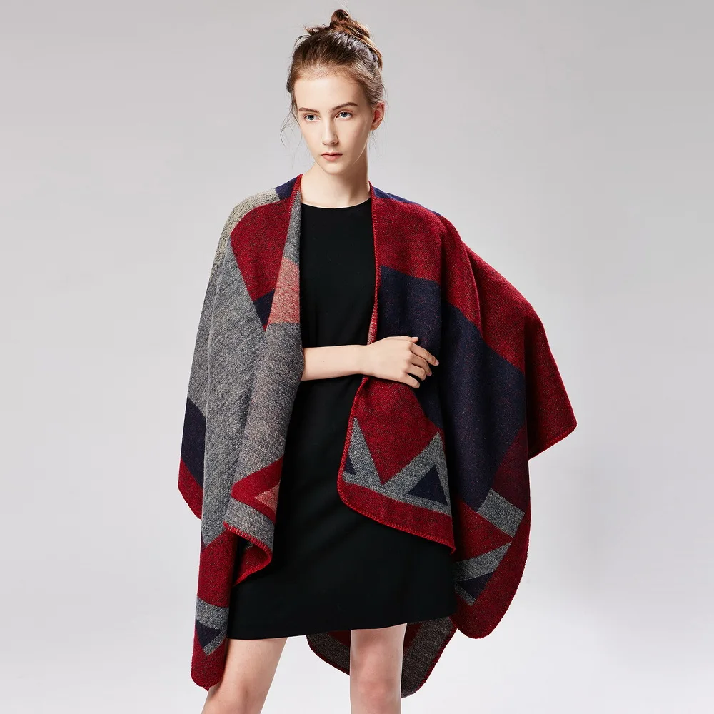 

Spring and Summer Women Ponchos New Diamond-shaped Ladies Capes Mud Dots Gradual Color Imitation Cashmere Women Shawls