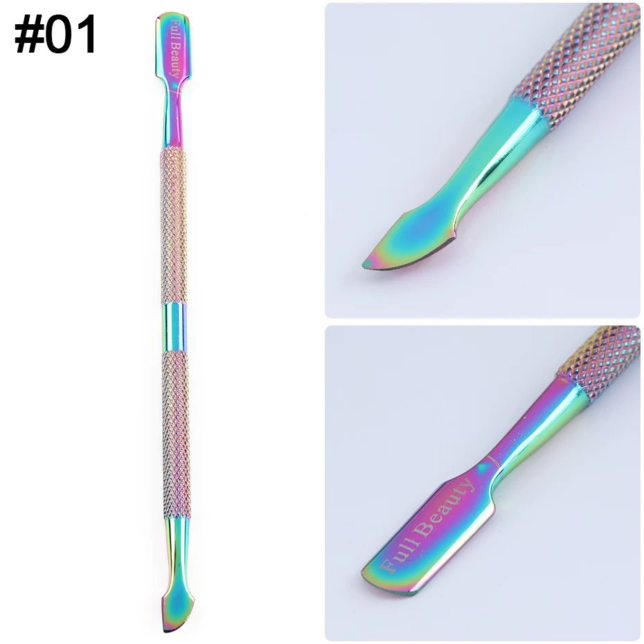 1pcs Stainless Steel Nail Cutter Scissors Rainbow Nail Cuticle Pusher Clipper Trimmer Manicure Dead Skin Remover Tool NT01-12/FB images - 6
