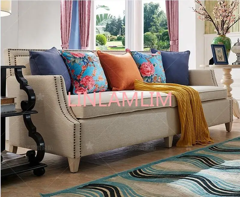 

Living Room Sofa set Home Furniture modern linen hemp fabric sectional sofas American country muebles de sala moveis para casa