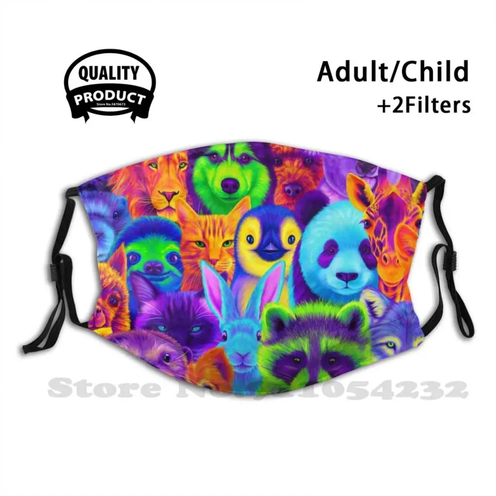 

Neon Animals Outdoor Cycling Motorcycle Face Masks With Filter Animals Dog Cat Pug Lion Husky Koala Meerkat Sloth Penguin Panda