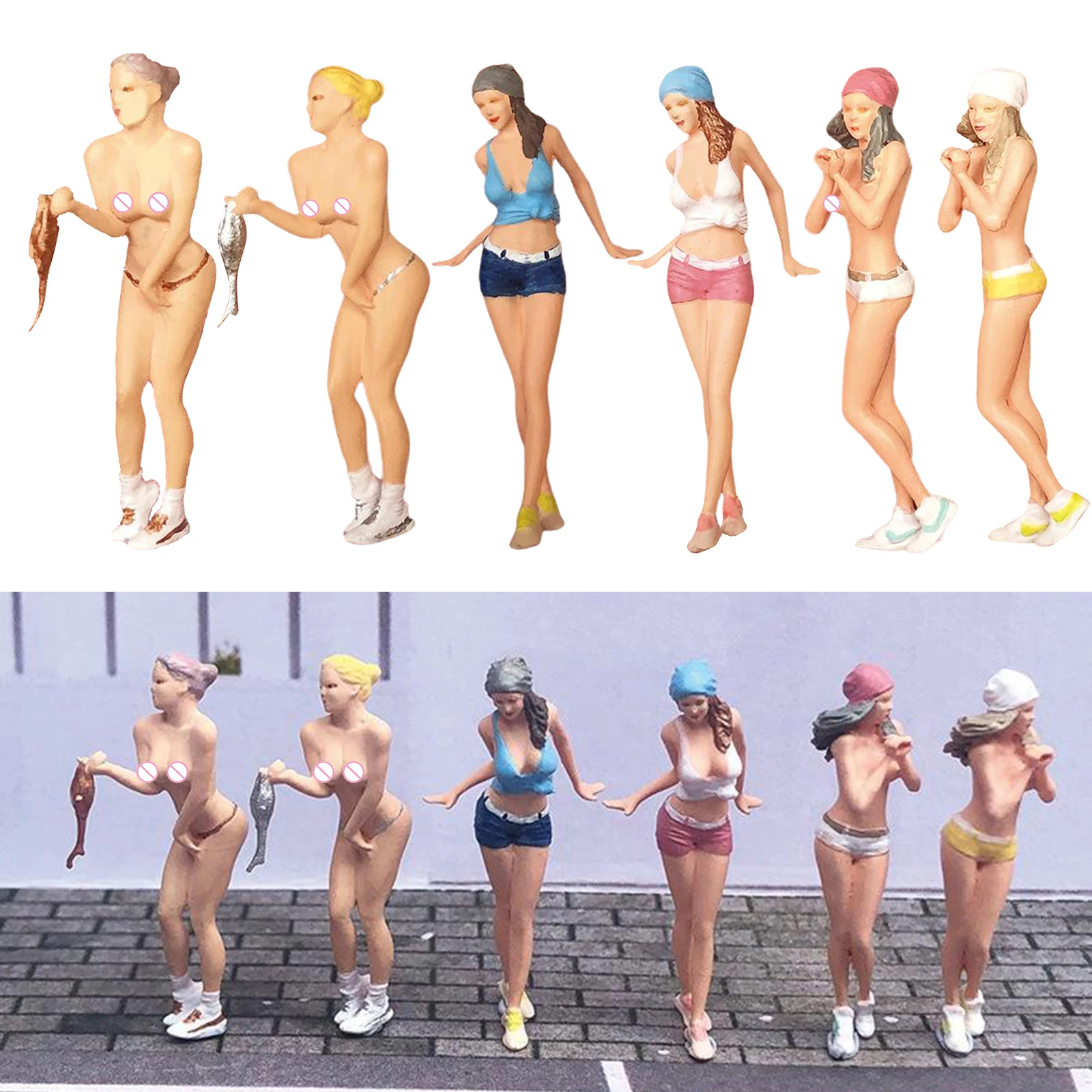 

People Figures 1:64 Scale Model Train Architectural Resin Model Female Bikini Girls Figure Miniature Scene Layout S Scale