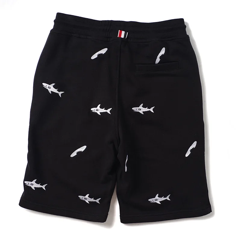 New Novelty Men Embroidery shark Comfortable Classic Striped Skateboard Street Cotton Casual Shorts Kanye Hip-hop Parkour #L28 | Мужская