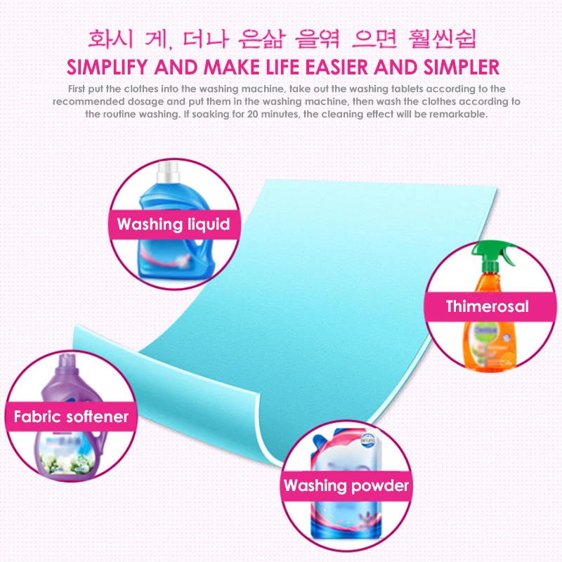 

20Pcs/Bag Laundry Tablets Washing Machine Use Mixed Color Absorption Sheet Anti Dyed Cloth Laundry Paper Deep Cleaning Household