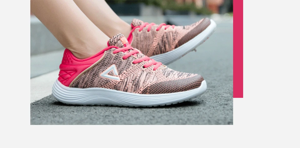 PEAK Running Shoes Light Weight Sneakers Women's Sports Shoes Breathable Stretch Yarns Fitness Sneaker Soft Sole EW7148H
