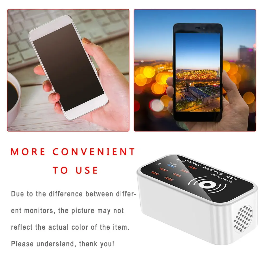

8 Ports Wireless Fast Charger Quick Charging LED Display Mobile Phone Wall USB Charger For Iphone 6 7 8 7plus X Xiaomi