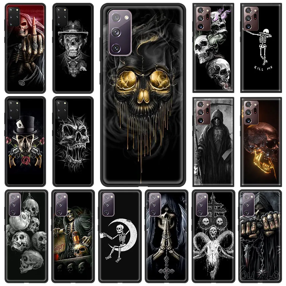 

Grim Reaper Skull Skeleton Luxury Cover for Samsung Galaxy S21 S20 FE Note 20 Ultra S10 Lite S9 Plus S8 S10e Phone Case Shell