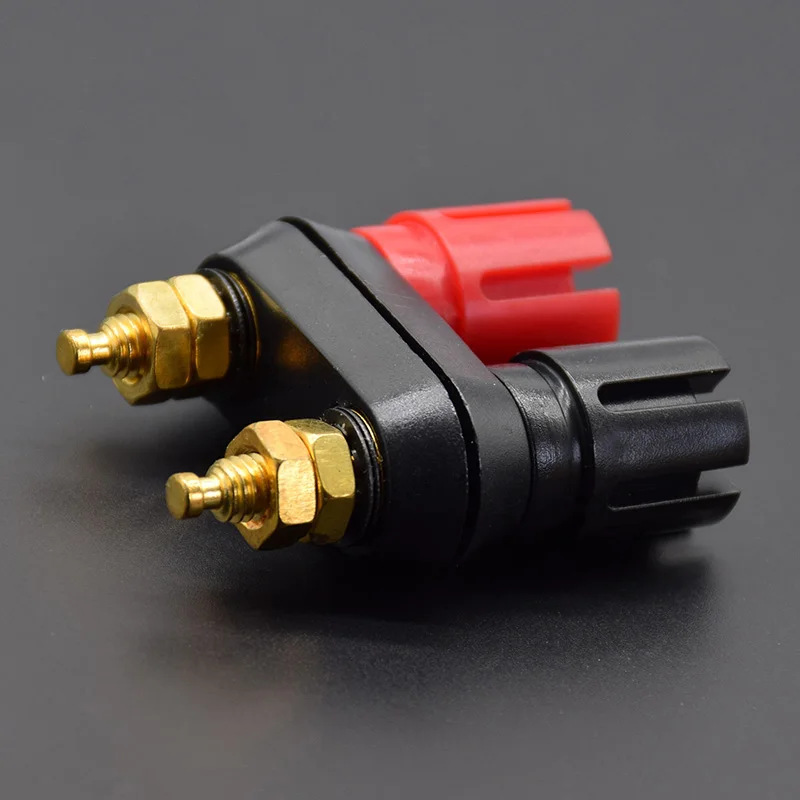 

Plugs Couple Terminals Dual 4mm Banana Plug Jack Socket Double hexagon Binding Post Red Black Connector Amplifier DX25