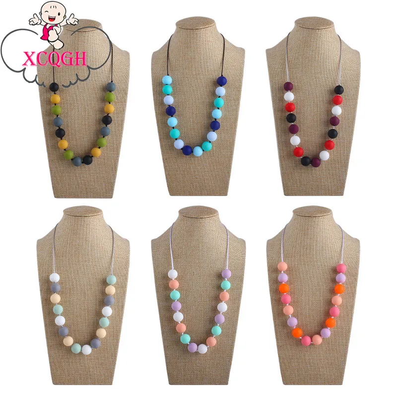 

XCQGH, 1 шт., пищевые силиконовые бусины, круглое детское колье, ожерелье для мам