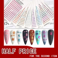 8 styles gothic style nail sticker punk retro color 3dwaterproof and durable european and american nail sticker old english font