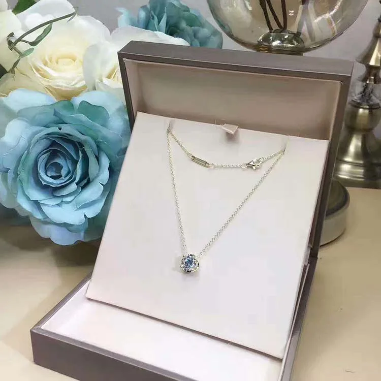 Модные один подвески из ожерелья циркона известный бренд 925 серебро одна камня