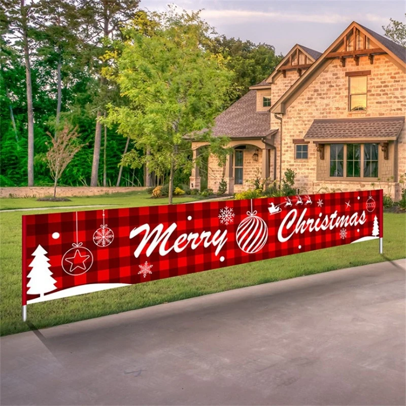

3*0.5M Merry Christmas Banner Christmas Decorations for Home Outdoor Store Banner Halloween Flag Pulling 2022 Navidad Natal