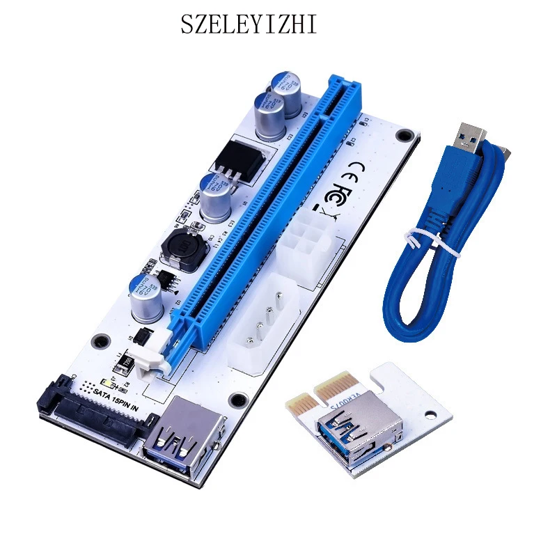 Райзер-карта PCI-E 008 PCIE PCI Express 1X до 16X расширитель-адаптер 4-контактный 6-контактный