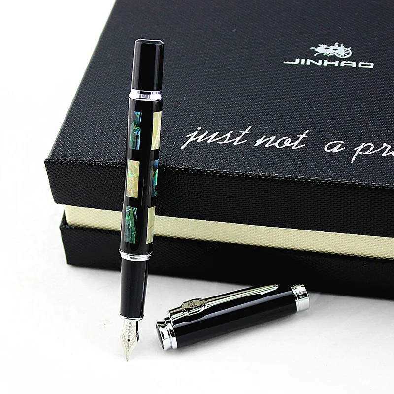 JINHAO 8802 уникальная перьевая ручка с серебристым зажимом школьные канцелярские