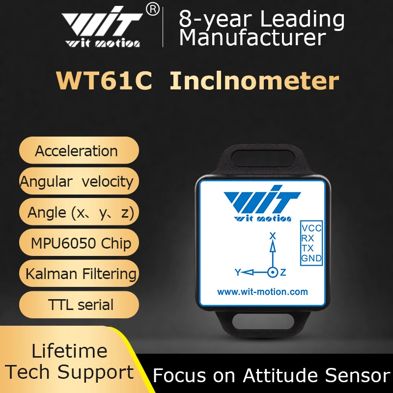 Giroscópio + Ângulo Witmotion-acelerômetro Inclinômetro Ahrs Alta Precisão 3 Eixos Xyz Saída 100hz Aplicativo pc – Android Wt61c