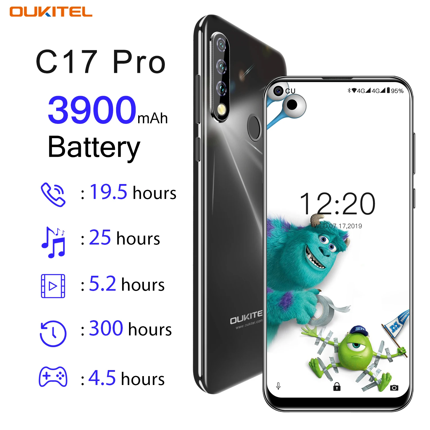 OUKITEL C17 Pro смартфон с 6 35 дюймов Android 9 0 4 ГБ 64 19:9 MT6763 Восьмиядерный процессор