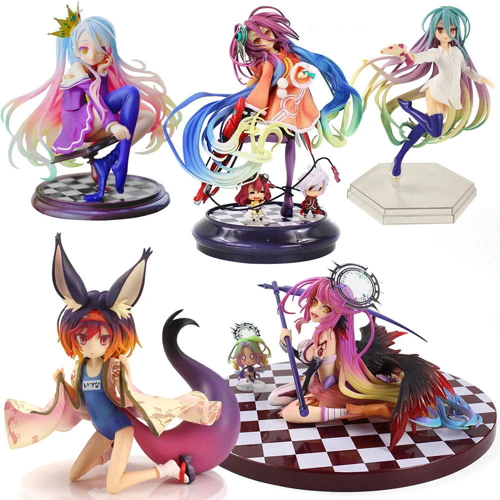 14-18см Аниме Нет Игры Жизнь Сиро Милый Прекрасная Девушка PVC Фигурка Коллекция Модель Игрушки Куклы Автомобильное Украшение Бринкедос