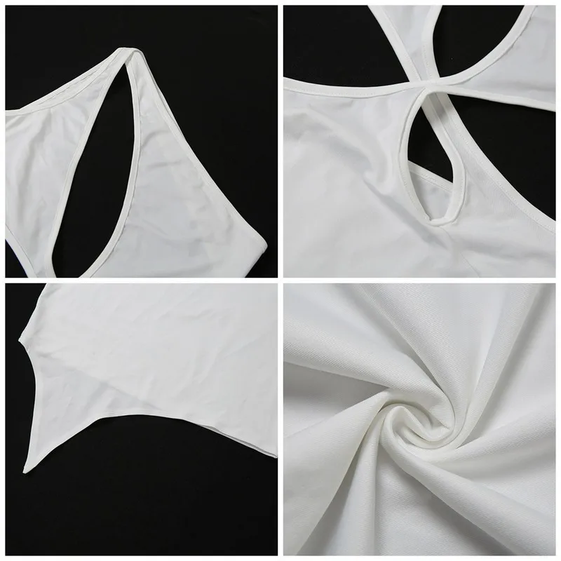 

Aushiya Summer Hollow Out Backless Sexy Women Dress Sleeveless One Shoulder Bodycon Dresses White Clubwear Vestidos Female New