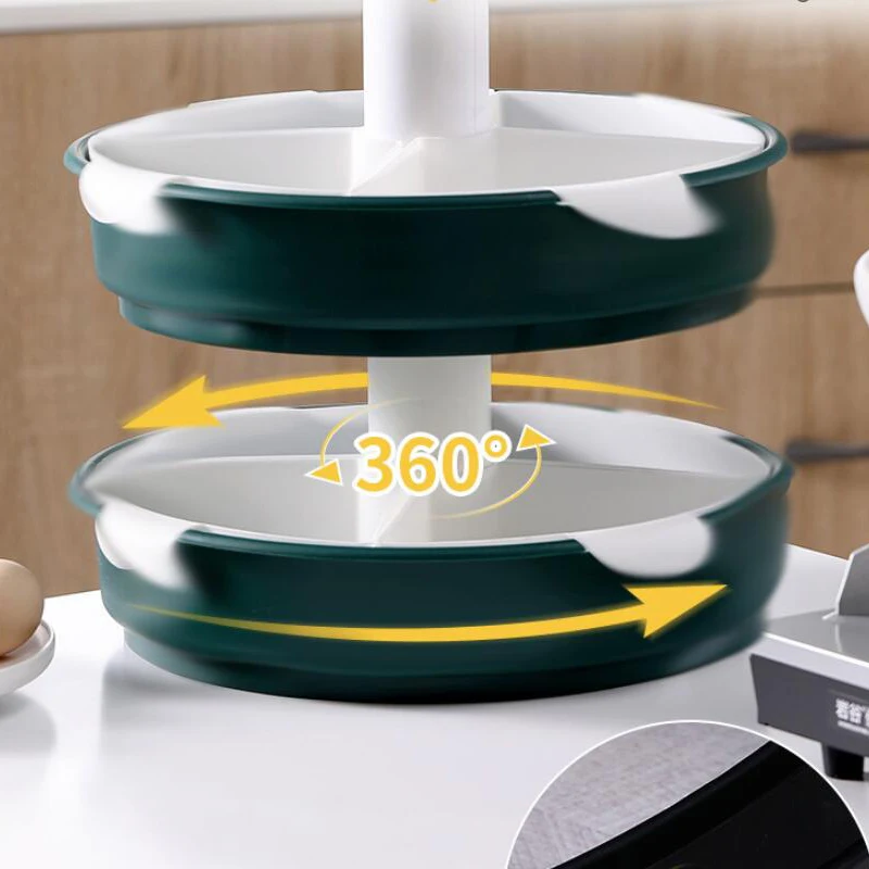 

HOT-3 Layer Revolving Fruit Plate Drain Basket Kitchen Classified Storage Turntable Vegetable Fruit Drainer Organizer