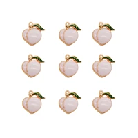 30pcslot enamel cute pink peach charms gold coating fruit pendants wholesale diy accessories for making earrings 1716mm