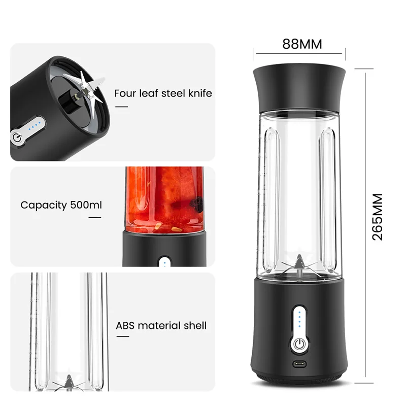 

Portable Juicer Wireless Electric Blender USB Rechargeable Fruit Mixer Cup Smoothie Maker Food Processor Personal Fruit Squeezer
