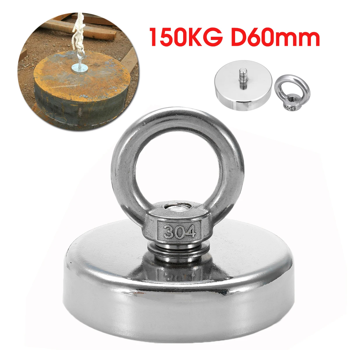 

600kg Strong D120mm Strong Salvage Neodymium Magnet Fishing Deap Sea Salvage Recovery Retrieving Treasure Hunting Magnet