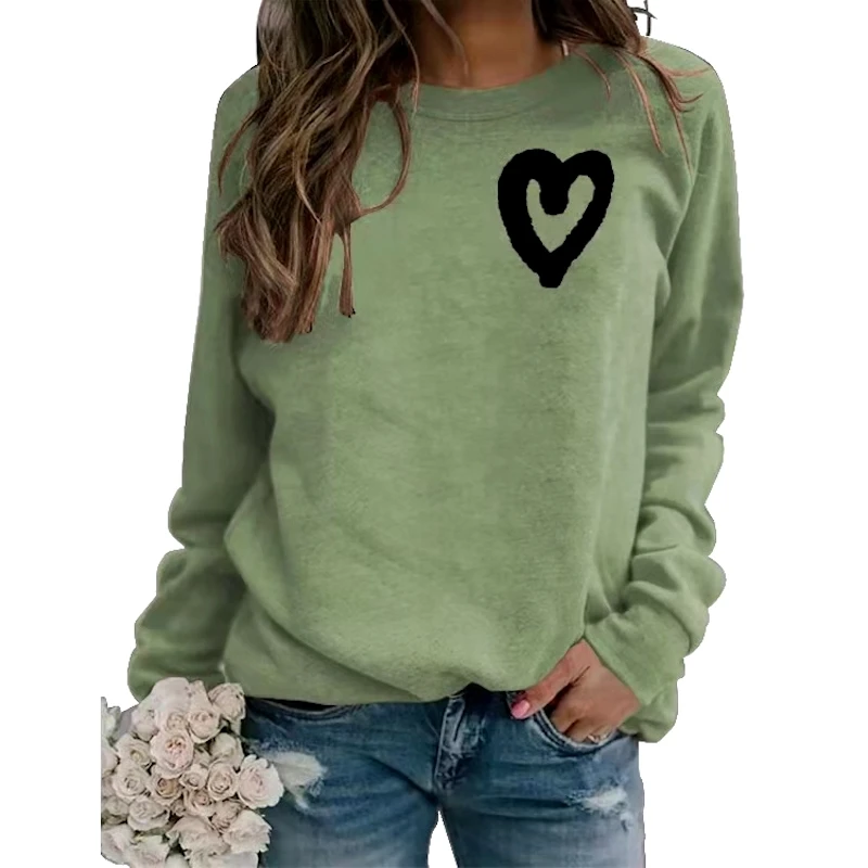 

Tops Women' Hoodie Print Heart Sweatshirt Casual O Neck Long Sleeve Clothing Bottoms