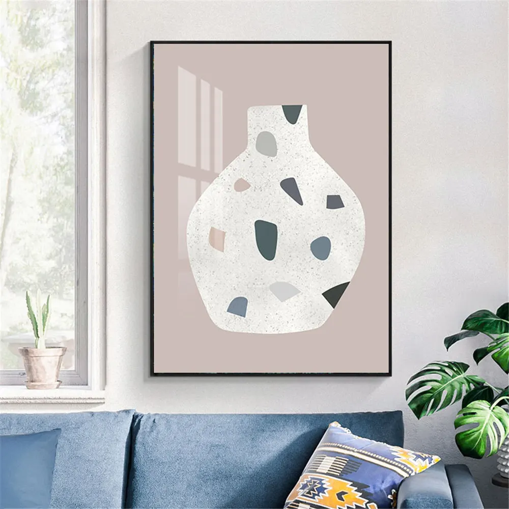 Винтаж ваза розовые желтые Цвет блок настенный художественный холст Краски