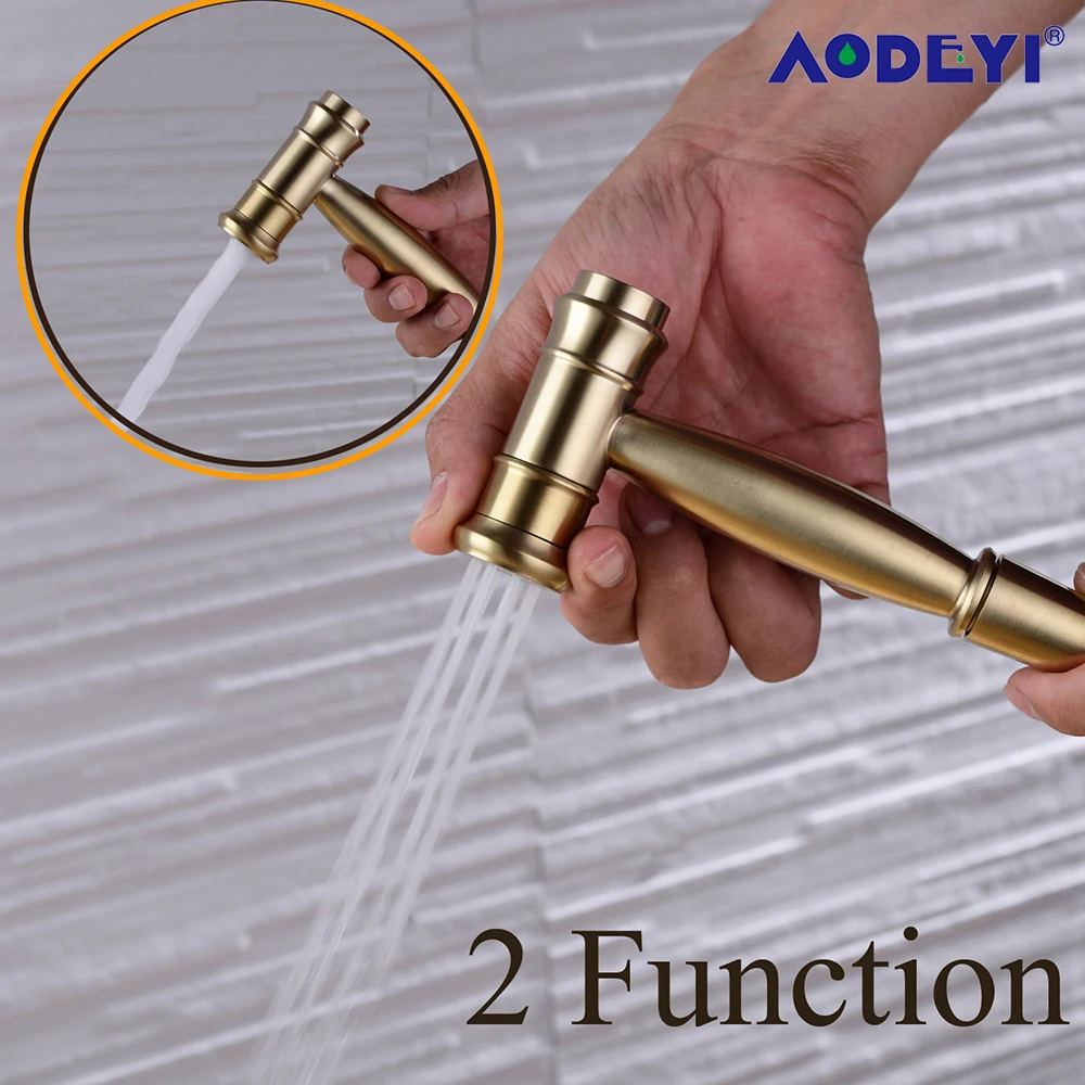 Ручной Скрытый кран для биде матовый золотой латунный распылитель горячей и