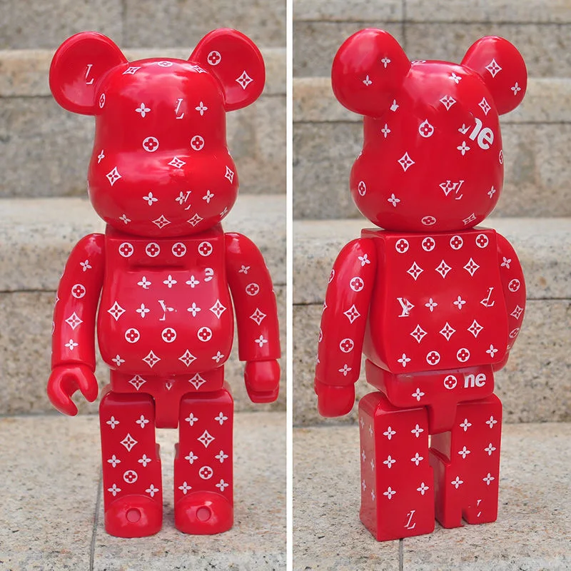 

400% 28cm Hot Sale Street Art Bearbricks Red Pattern Luxury Brand PVC Action Kaw Figure Toy Collection Model Decoration