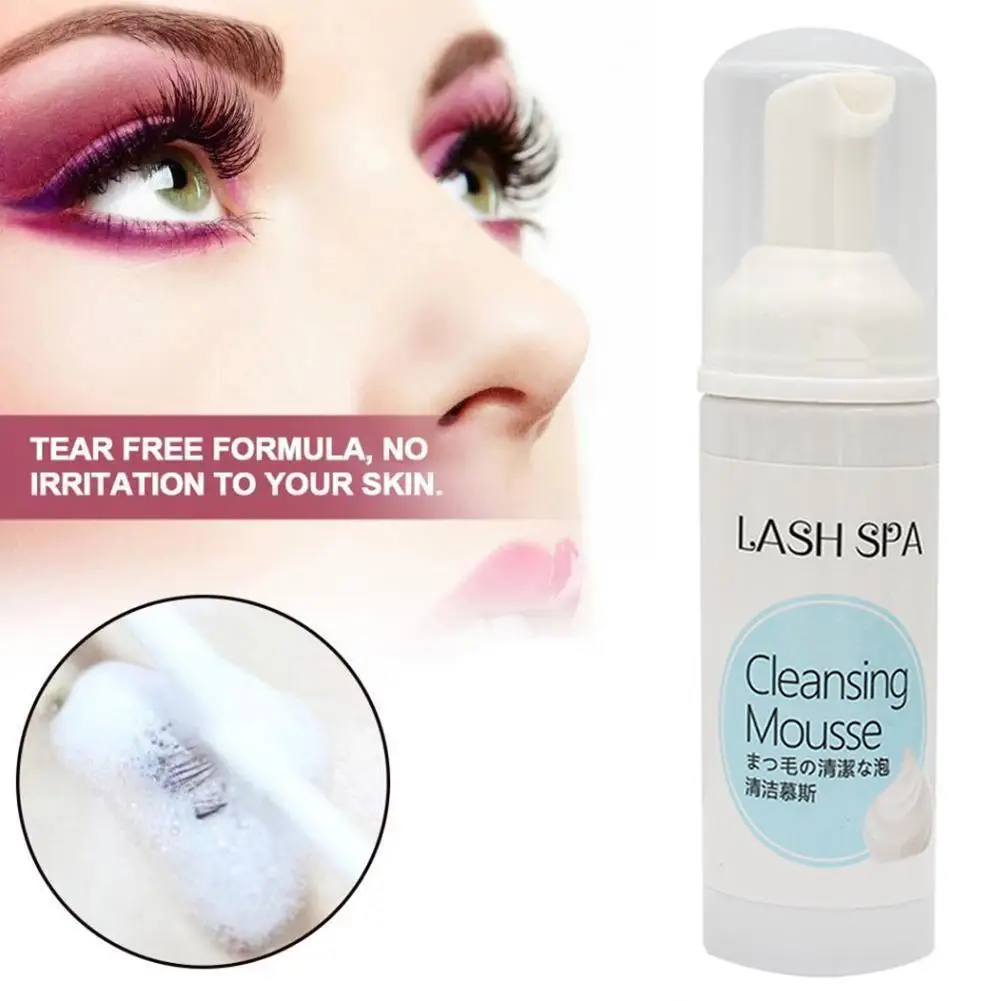 

60ml Eyelash Cleaning Foam Shampoo Pump Design Eye Lash Cleansing Mousse Detergent Lashes Extension Cleanser Eye Makeup Supplies